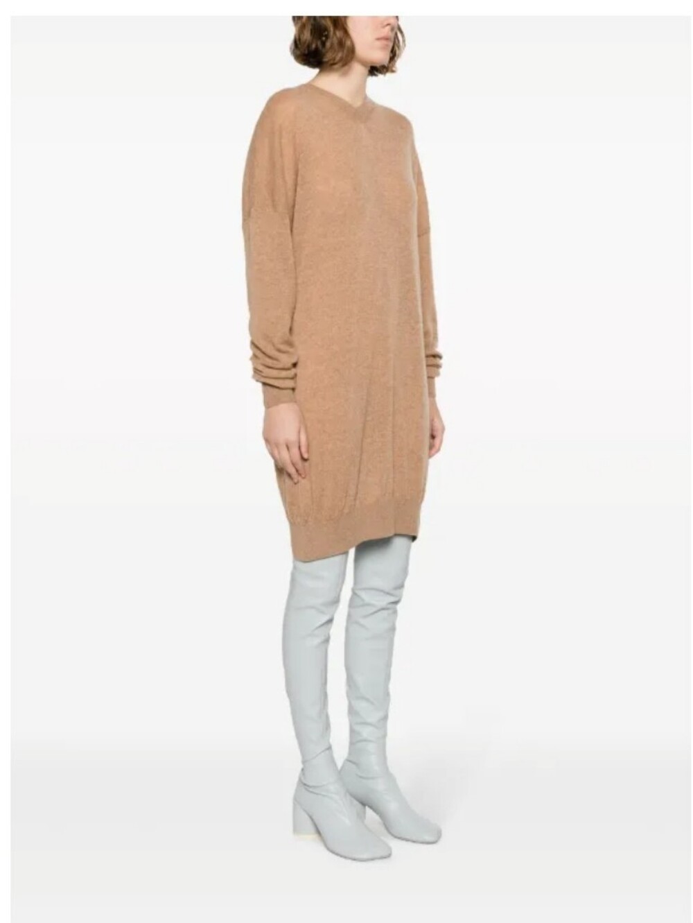 KHAITE Camel-Tone Cashmere Sweater Maxi Dress Oversize Fit